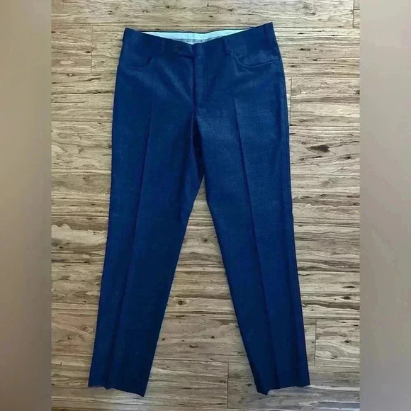 Canali Men’s Stretch‎ Wool Cotton Blend Blue Dress Pants Size 34x32 - Picture 2 of 9